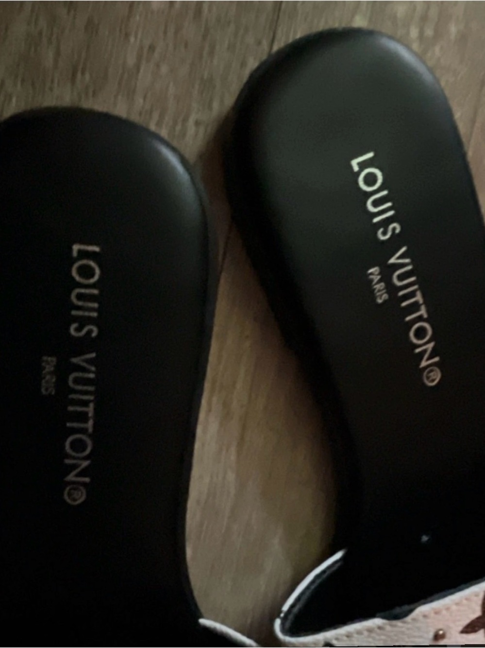 Louis Vuitton Black And White Monogram Slide Mules View 2